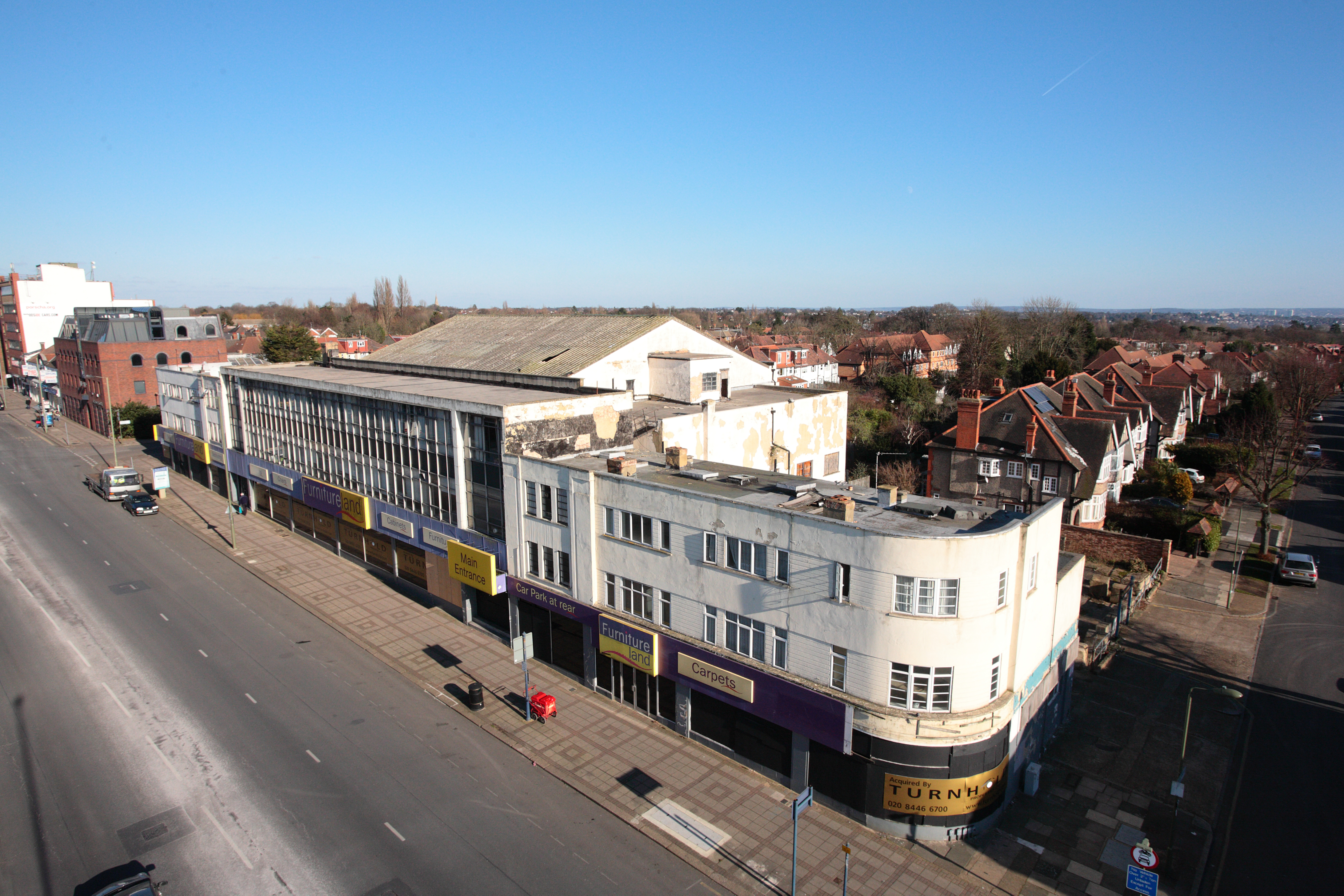 Vacant 60,000 sq ft commercial building. Planning obtained for 60 residential units and 5,000 sq ft of B1 space. High Road, N12, London Borough of Barnet.